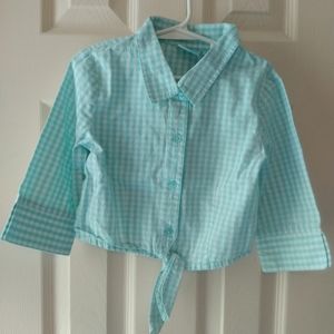 Vintage Faded Glory | Girls Teal & White Tie Waist Top Size 7